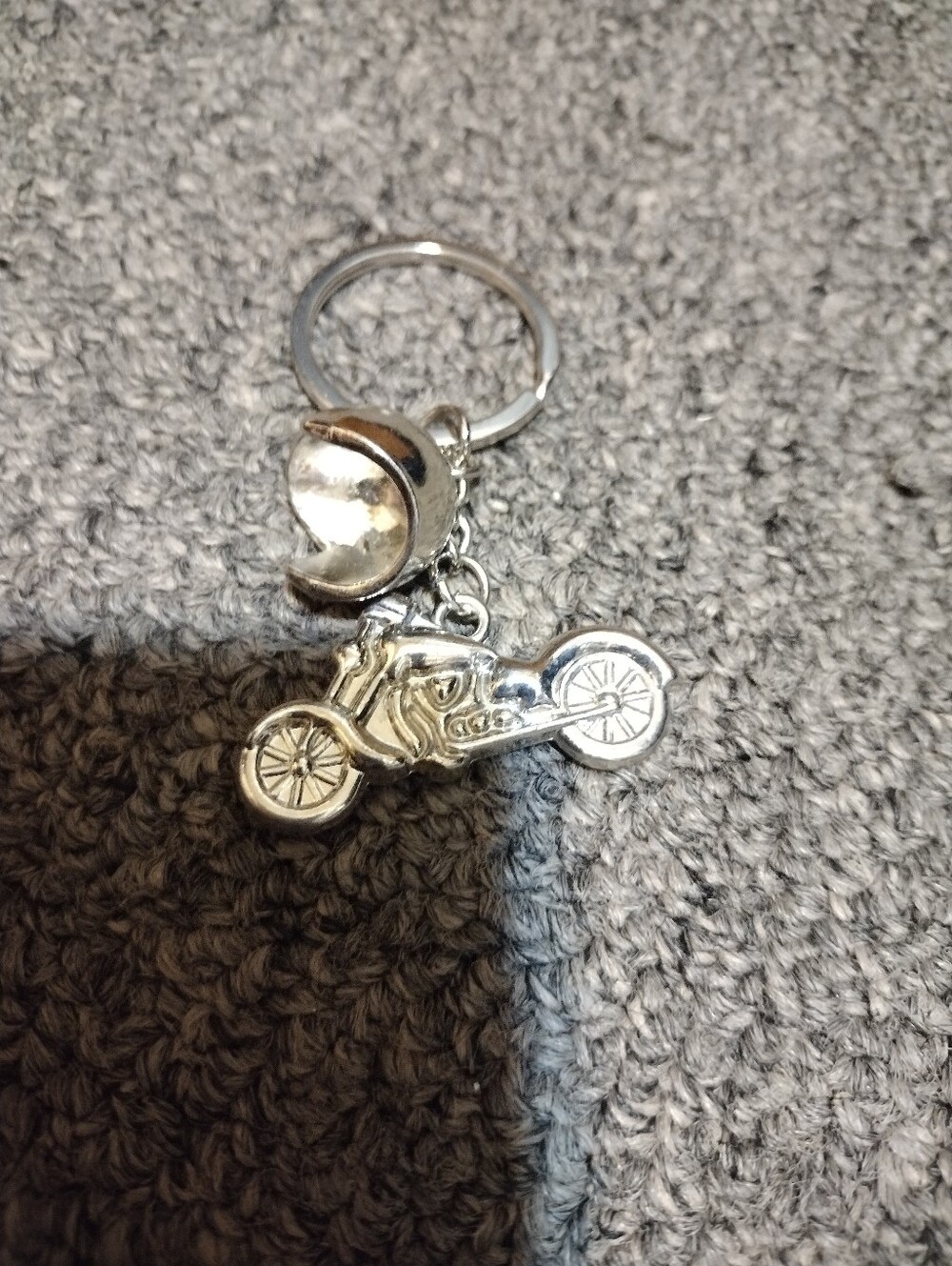 Silver Motorcycle & Helmet Keychain